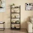 

Ladder Bookshelf, 5 Tier Shelf Storage Organizer, Modern Book Shelf With Metal Frame For Bedroom, Living Room And Home Office,