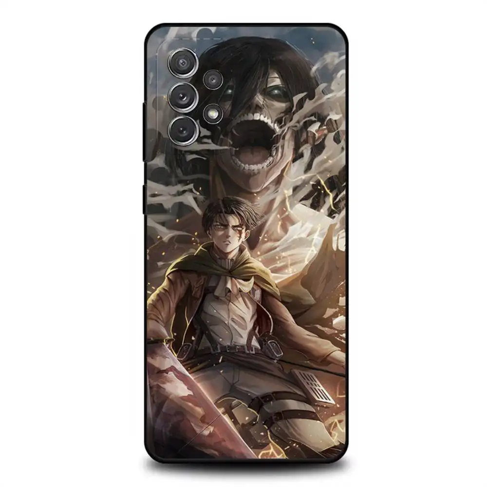 Funda de teléfono L-Levi A-Attack on Titan para Samsung S 25,24,23,22,30,21,10,9,Ultra,Plus,Lite,FE,4,5G, funda blanda negra