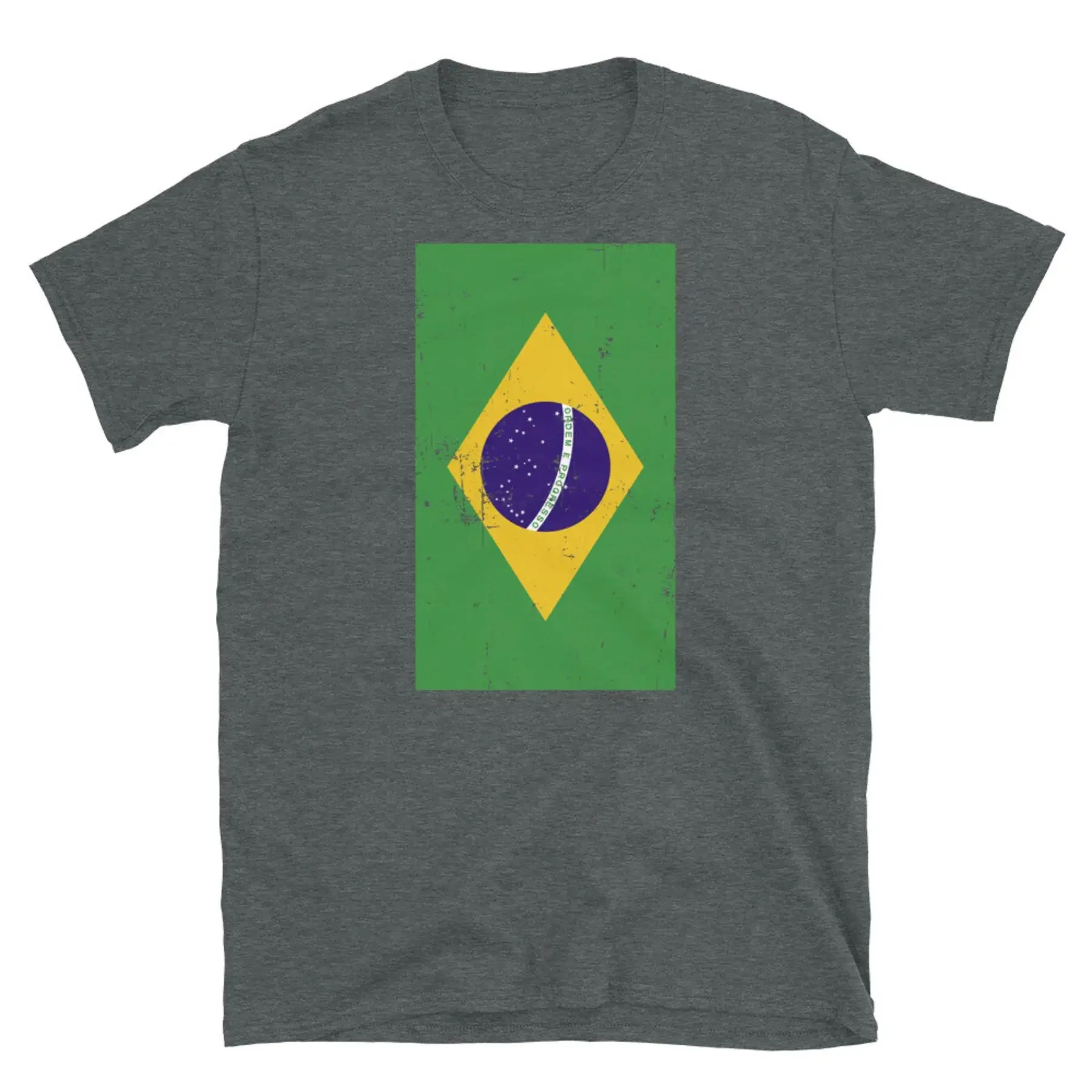 Brasil América do Sul Brasilia Bandeira Angustiada Camiseta Unissex de Manga Curta