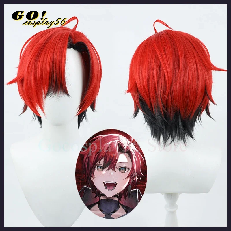 Flayon cosplay wig English Tempus YouTubers Ber black red short hair virtual idol role play vtuber headwear