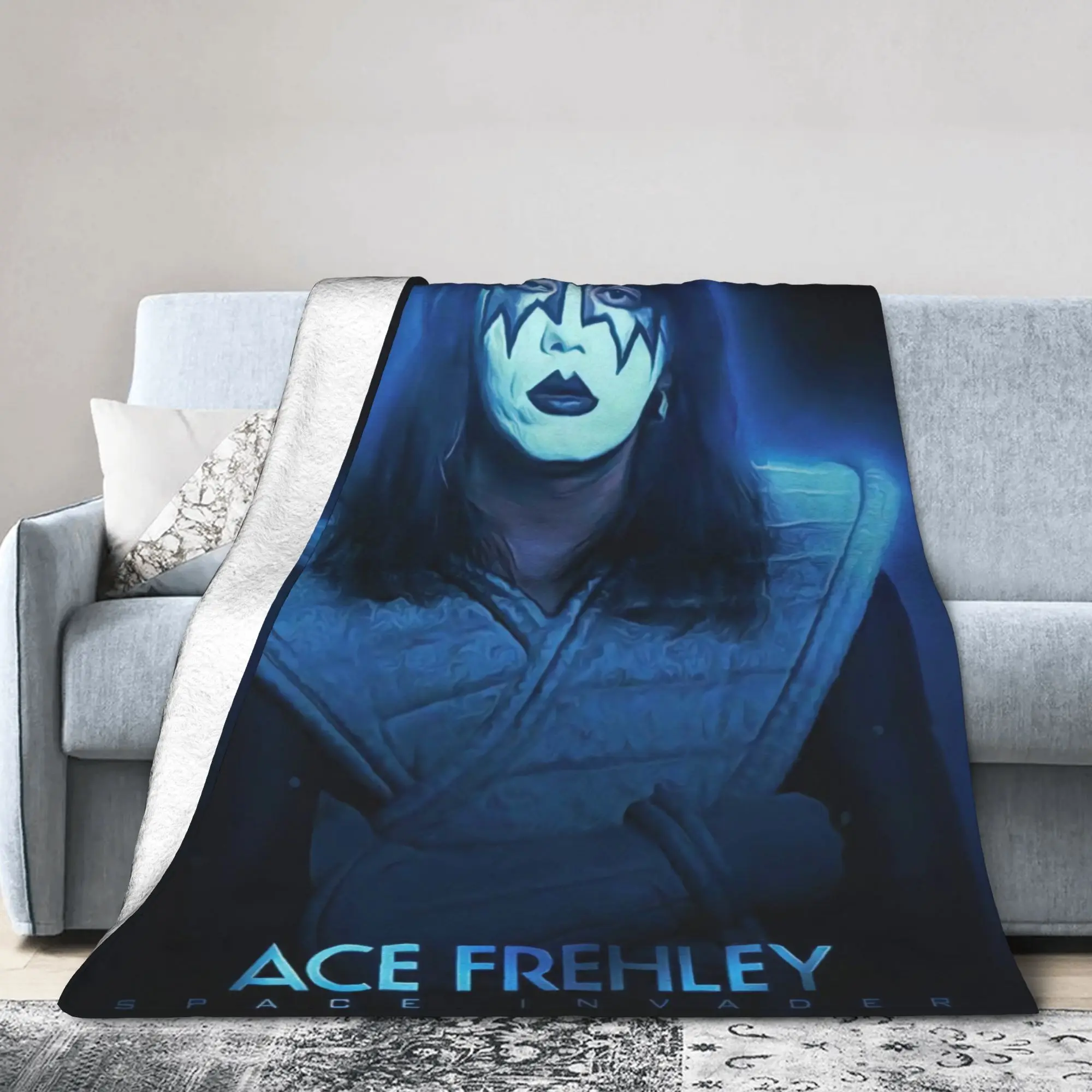 Super Soft BlanketChild Airplane Travel Ace Frehley Lead Guitarist  Throw Blanket  Flannel Bedspread For Couch Bed Sofa Cover