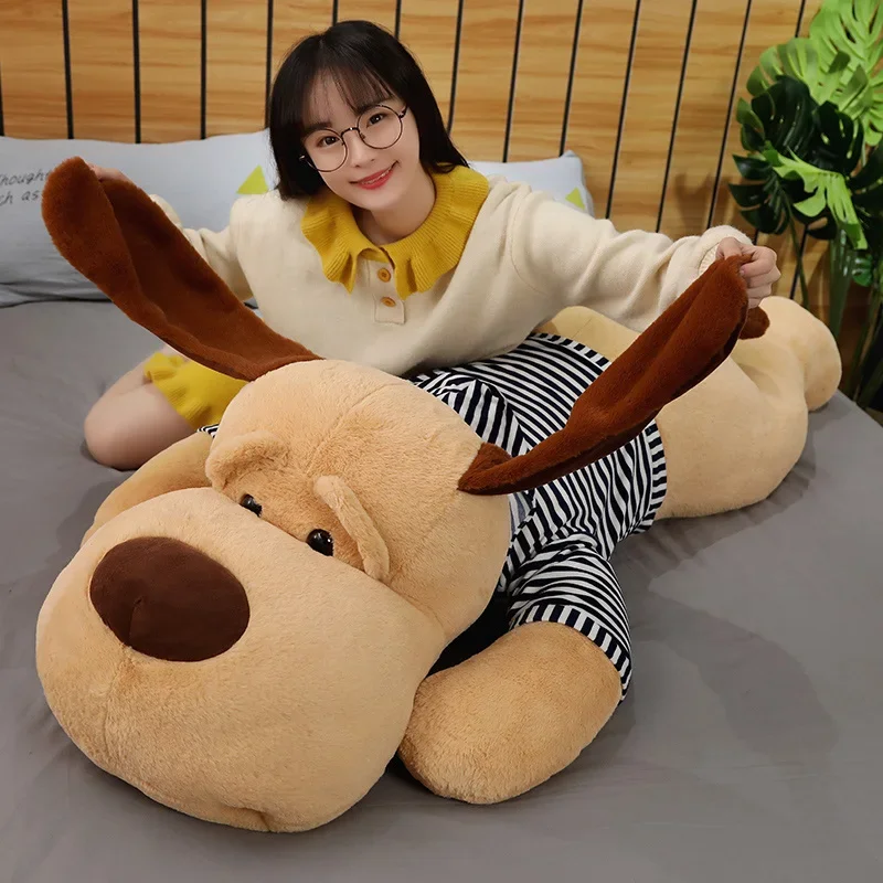 Huge Dog Plush Toy Long Pillow Stuffed Puppy Doll Soft Animal Toy Cartoon Pillow Baby Back Cushion Girls Birthday Gift