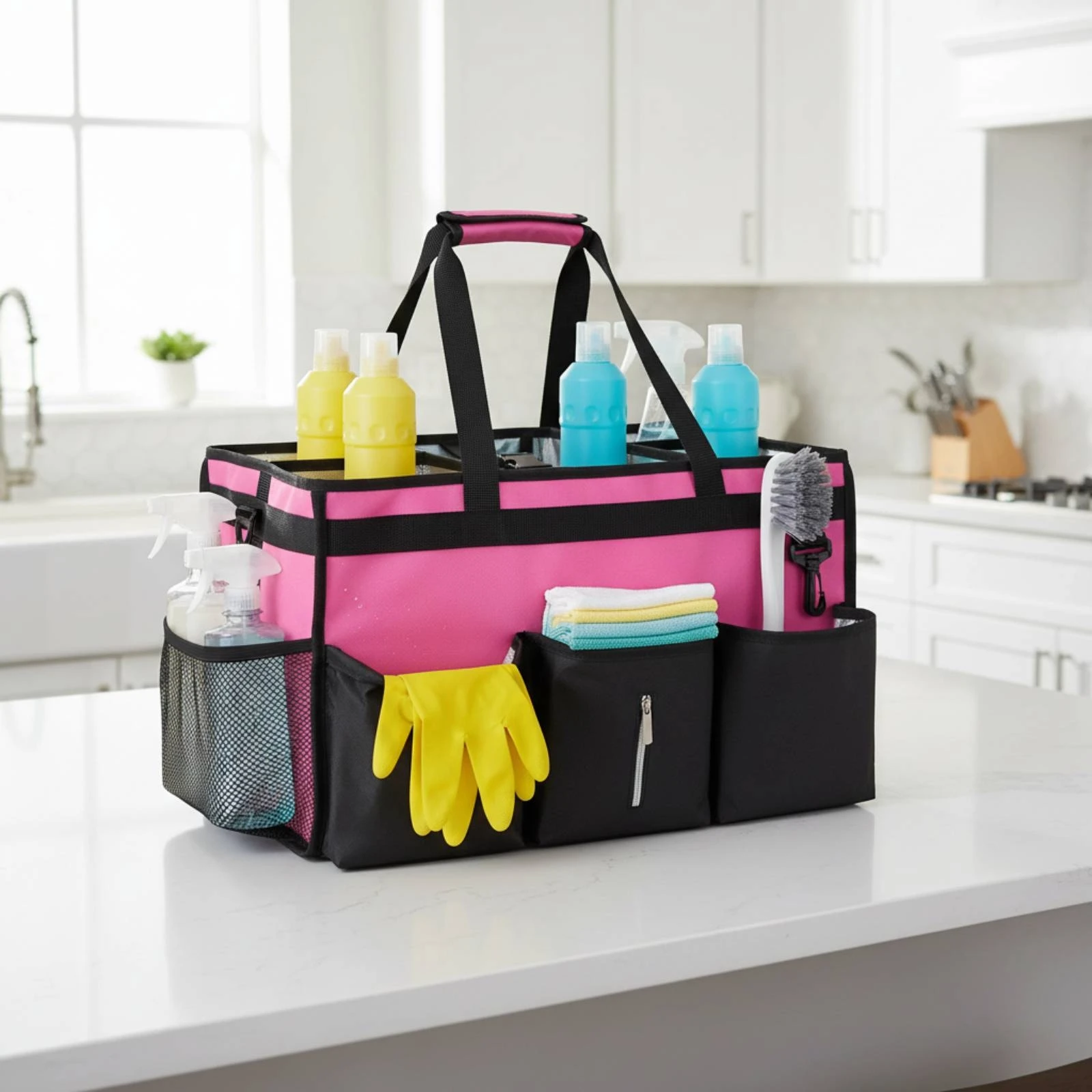 Extra Large Cleaning Supply Bag Durable and Wear-resistant Oxford 600D Cleaning Tote with Shoulder Strap for Housekeeping Jobs