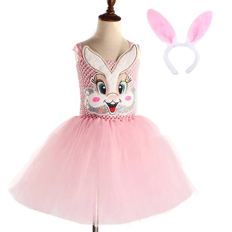 아기 소녀 부활절 사랑스러운 토끼 투투 드레스 어린이를위한 토끼 코스프레 의상 유아 생일 파티 Tulle 복장 휴일 옷