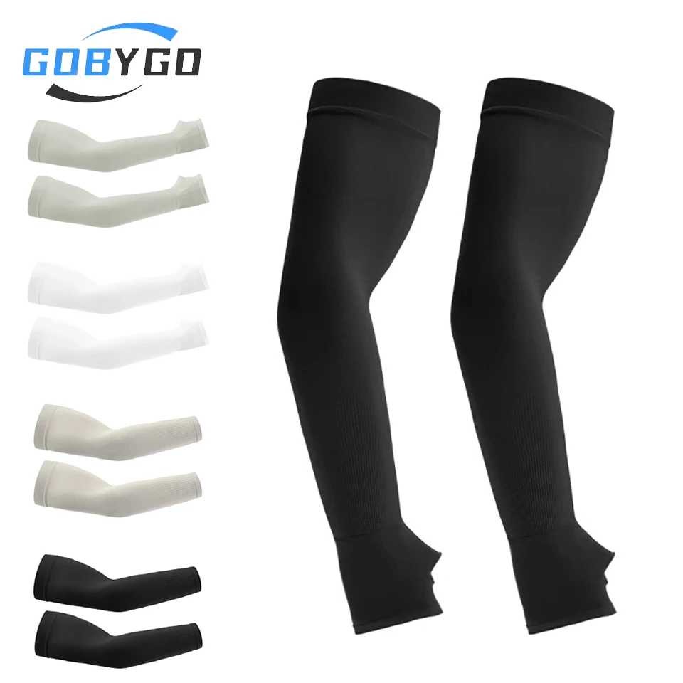 

GOBYGO 1 пара солнцезащитных рукавов с защитой от УФ-излучения, летние дышащие рукава-компрессионные бандажи для активного отдыха, велоспорта, увеличенный размер, для мужчин и женщин
