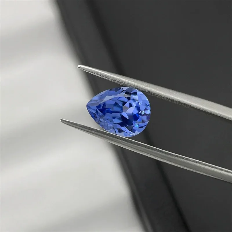 1Piece Lab-Created Pulled Czochralski Cornflower Blue Sapphire Loose Gemstones Pear Faceted Cut  For Jewelry Making