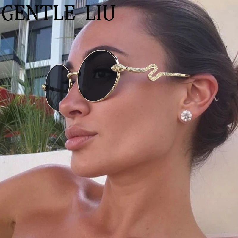 

Vintage Y2K Punk Round Sunglasses Women 2025 Luxury Brand Snake Sun Glasses Fashion Metal Frame Eyewear For Lady Outdoor Shades