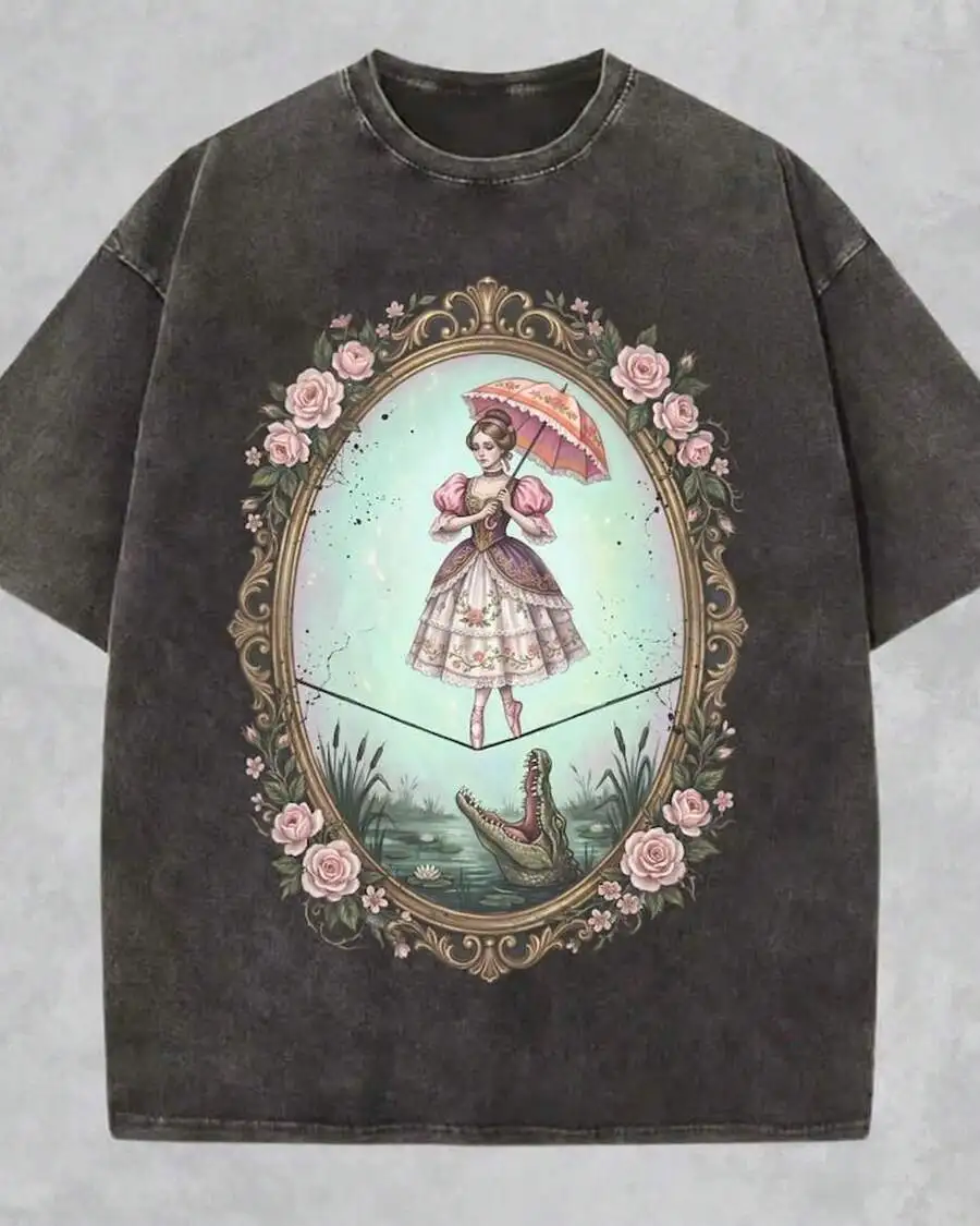 Vintage Haunted Mansion Tightrope Girl Shirt, Flower Tightrope Walker T-Shirt, Gothic Sally Slater Tee, Halloween Party Trip