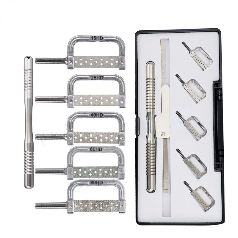 

1 Set Of Hand-Use Adjacent Surface Deglazing Set Deglazing Orthodontic Slotted Sand Strip Polishing Tool Gap Measuring Ruler