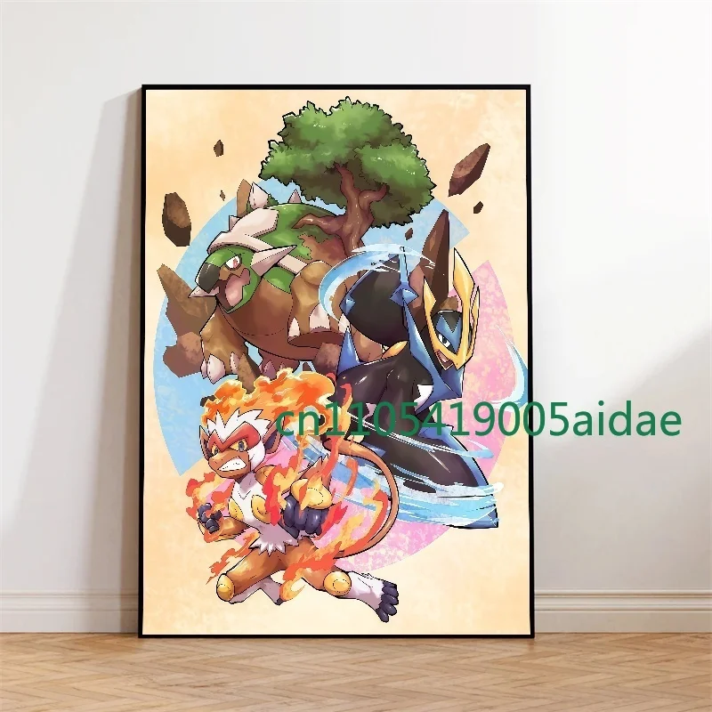 البوكيمون أنيمي السنجاب تشارماندر Bulbasaur المشارك يطبع ديكور المنزل لغرفة المعيشة المشارك قماش اللوحات الزخرفية HD