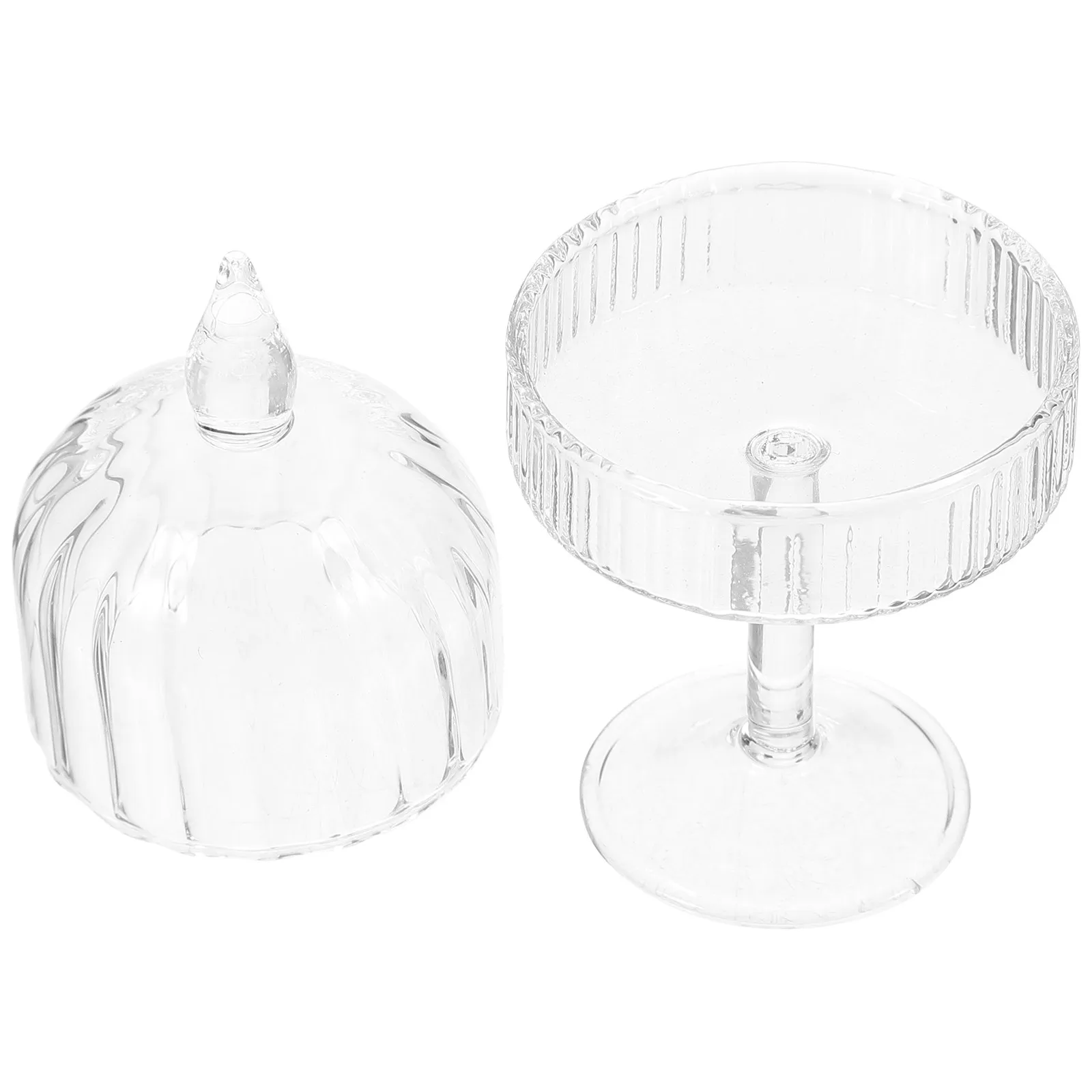 

1Set Miniature Glass Cake Dome Stand Realistic Appearance Develop Hands-on Skills Kids Mini House Decor Accessory