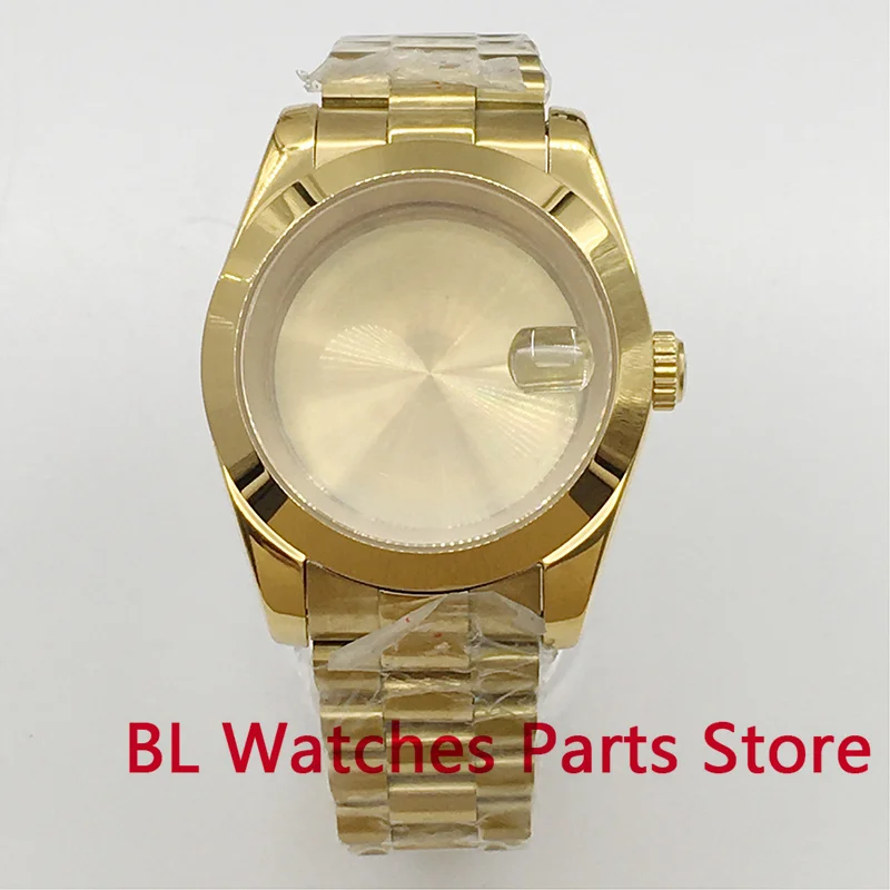 BL 36mm/40mm Gold  Polish Bezel Sapphire Glass Fit NH34 NH35NH36 ETA2824 2836 Miyota8215 PT5000 Mingzhu DG2813 3804 Movement