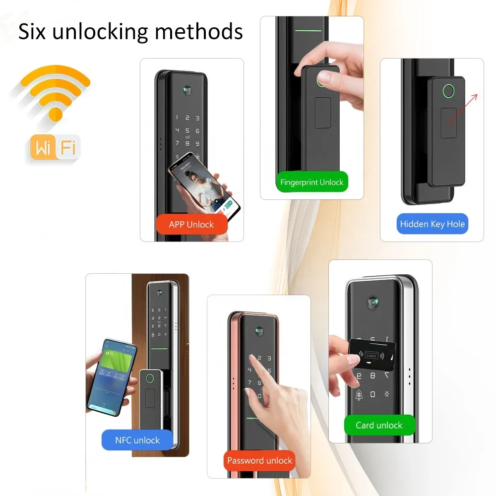 Eseye-Serrure de porte intelligente automatique avec code de mortaise électronique, télécommande WiFi, application Tuya, OEM, rosée, NDavid, 6068