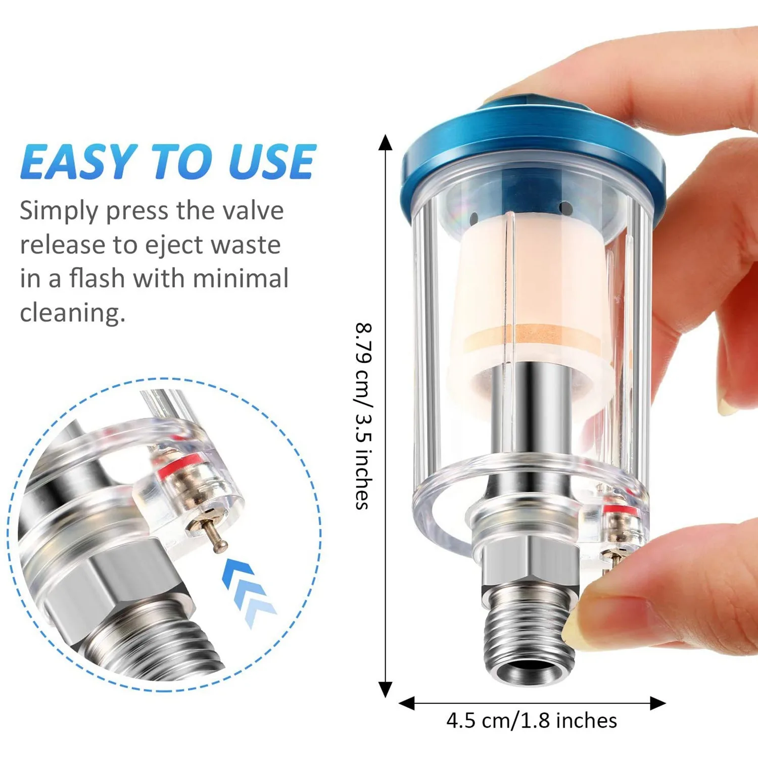 PROFESSIONAL USE-3 Pieces Water Oil Separator Filter Airbrush Filter Moisture Separator For Air Line Compressor Fitting, 1/4 Inc