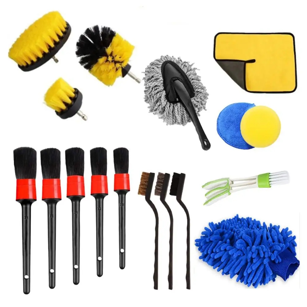 

Car Detailing Brushes Set Powerful Electric Drill Air Outlet Brush Gloves Multi-functional Dirt Dust Cleaning Tools