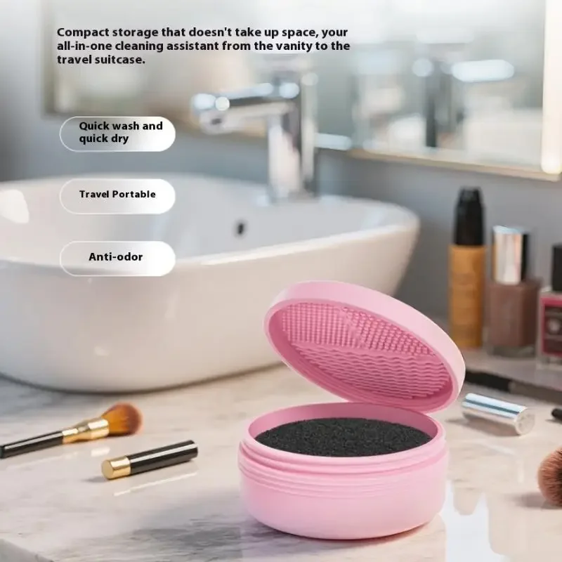 Make-upborstelreinigingsdoos Snelle schone spons Oogschaduwborstels Stomerij Cosmetisch wassen Schoon poeder Gereedschap Make-upaccessoires