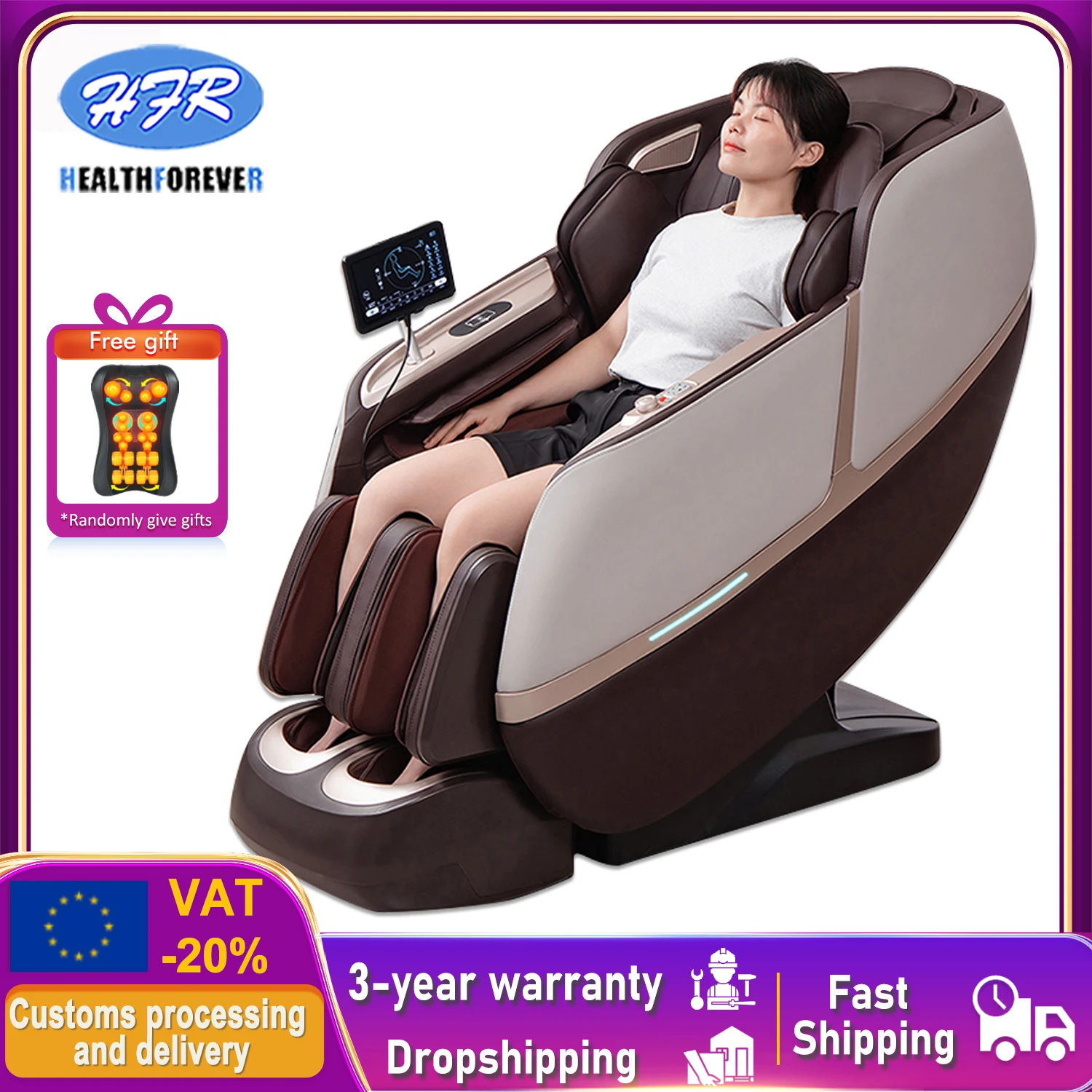 

2025 Massage Chair Full Body Zero Gravity SL Track waist Calf Heating Shiatsu Massage Recliner with Manual Modes Home and Office