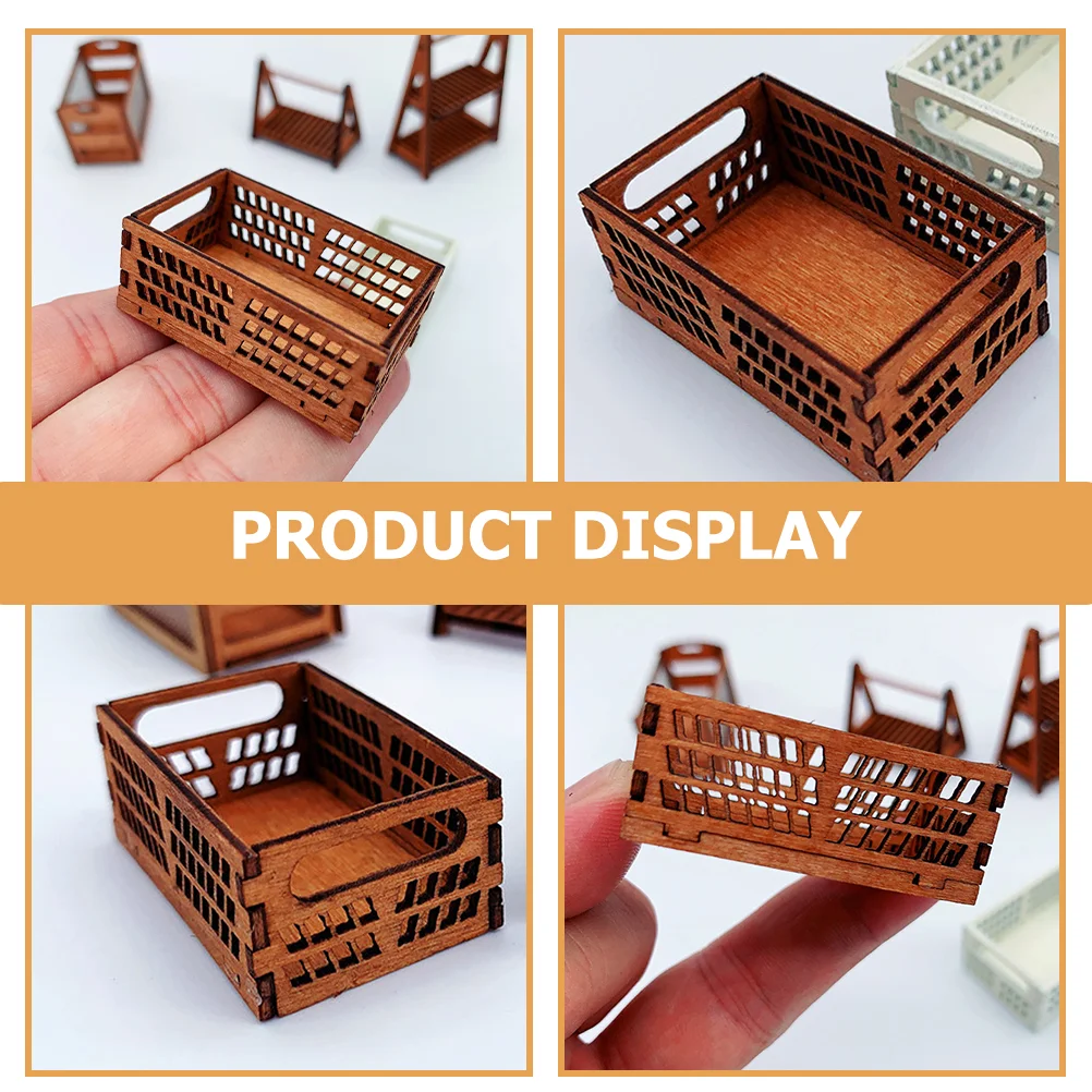 2 Pcs House Storage Box Miniatures Accessories Baskets Ornament Wood Crates