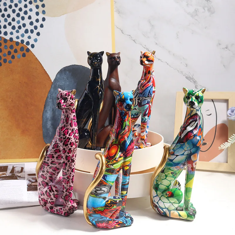 Modern Creative Leopard Painting Decoration Home Wine Cabinet Desktop Decoration Crafts Furniture Decoration