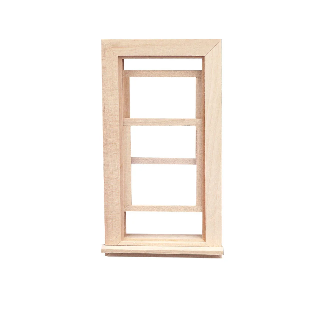 Simulation Doors and Windows Playing House Ornament Wooden Model Playhouse Frame Mini Home Decor Accessories for