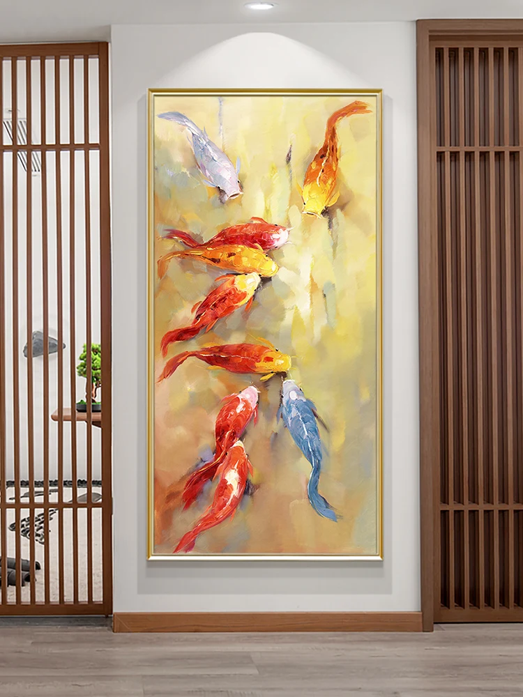 highmax Lucky Gold Fish Posters Classical Animal Oil Painting Canvas Wall Art Decor Office Living Room Wall Decoration