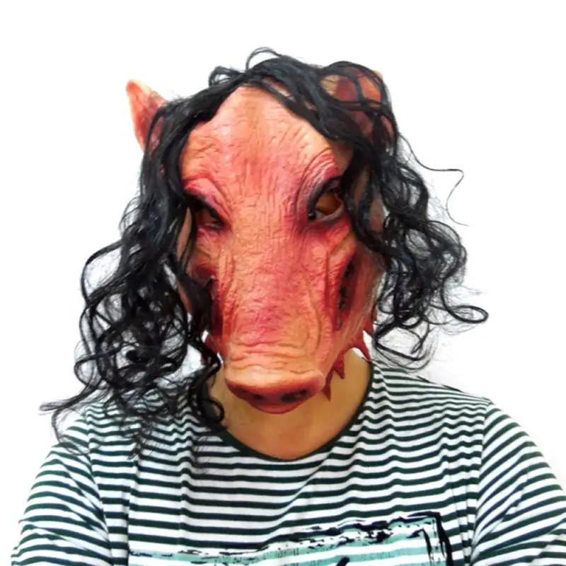 Halloween Scary Saw Pig Head Mask Cosplay Party Cosplay Horrible Animal Masks Full Face Latex Mask Halloween Party Decoration