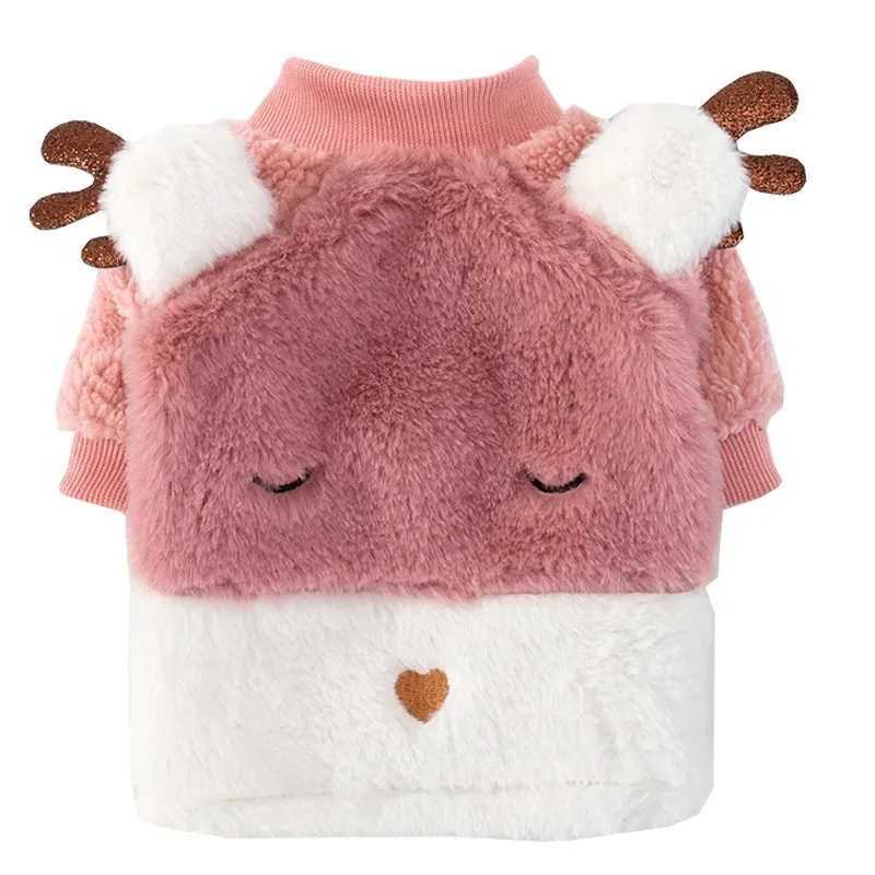 Autumn and Winter Warm Pet Clothing Puppy Dog Moose Transforming Clothes Christmas Fleece Clothes Kitten Two Feet Pet Clothes