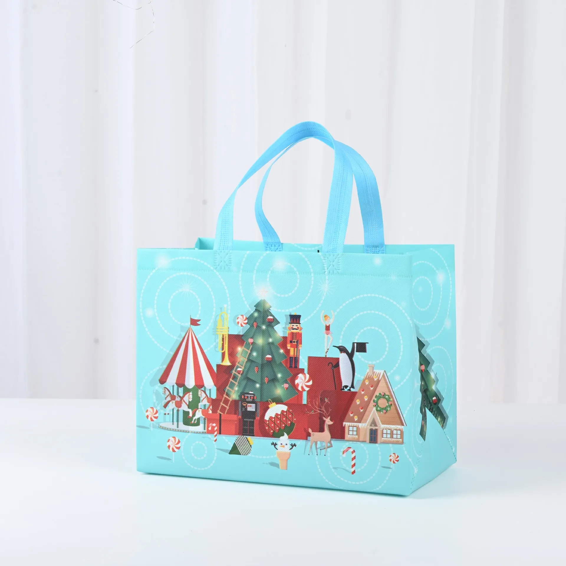 Sacchetto regalo di natale in tessuto Non tessuto cartone animato pupazzo di neve babbo natale imballaggio borsa Tote per decorazioni natalizie forniture confezione regalo di caramelle
