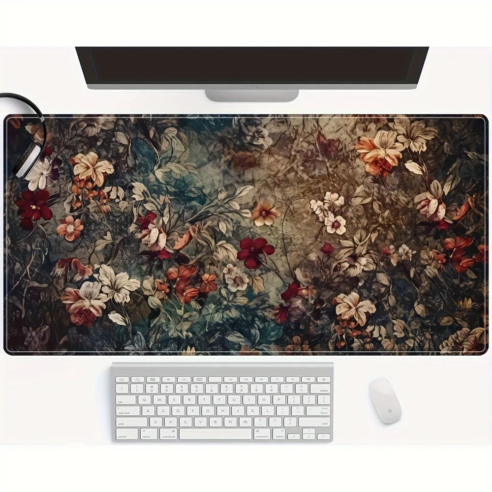 Tapis de souris rétro à motif floral - Tapis de bureau super lisse, organiseurs de bureau et plateaux, tapis de souris