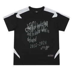 T-shirty z Graffiti dla mężczyzn wycięcie pod szyją krótkie rękawy oddychające lato T Shirt modne oversize odzież męska koszulki