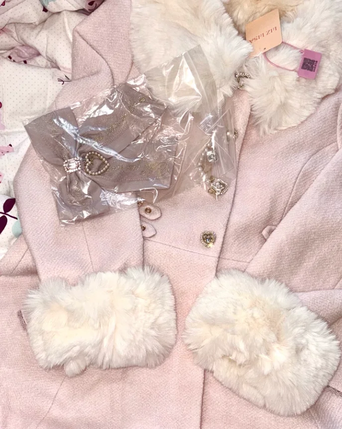 

Новое зимнее японское милое шерстяное пальто средней длины с бантом для девочек, универсальная однобортная куртка с кружевным отложным воротником для женщин