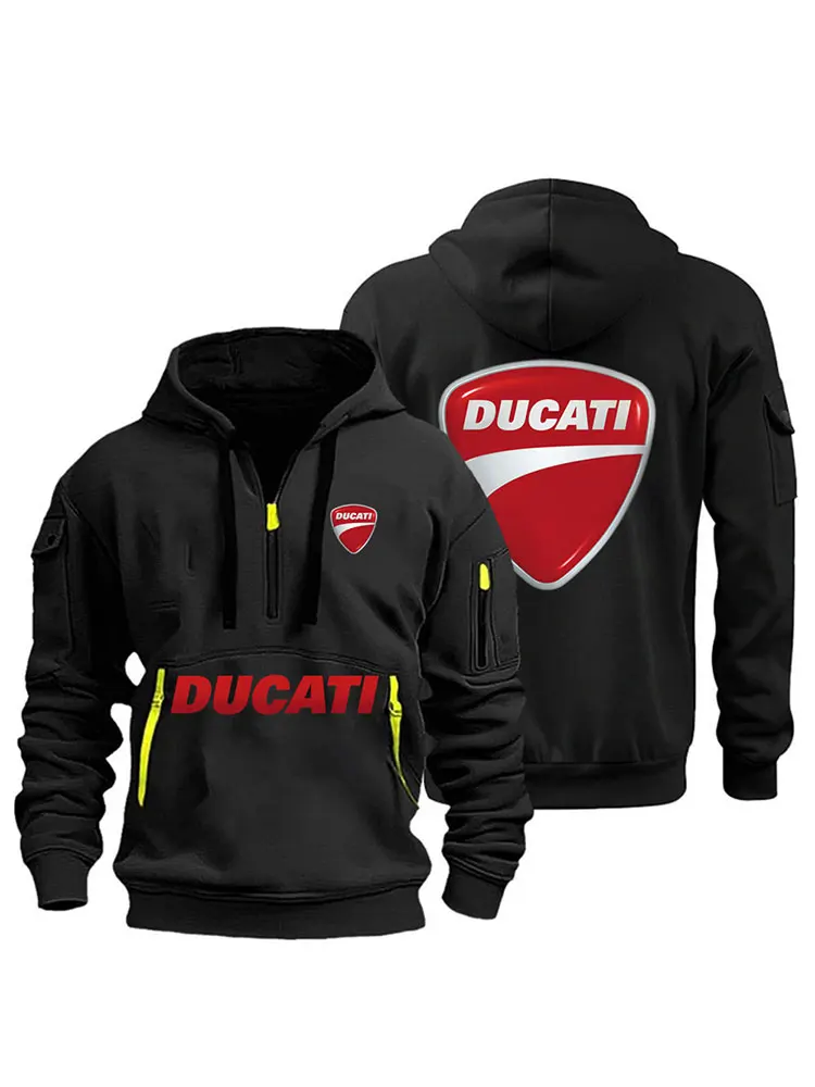 Męska bluza z kapturem Ducati, wiosenno-jesienna odzież sportowa na zewnątrz, modna, codzienna, dla entuzjastów motocykli, luźna odzież męska. — 2