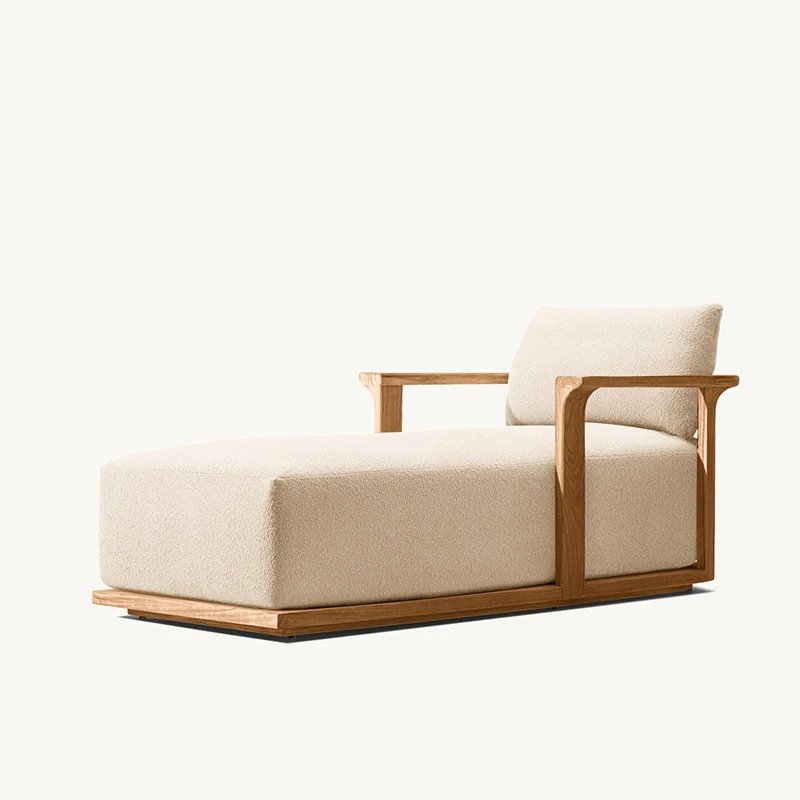 

Teak Wood Waterproof Sun Lounge Chairs and Daybed Set Beach Lounger Outdoor Furniture for Villa Hotel Hospital