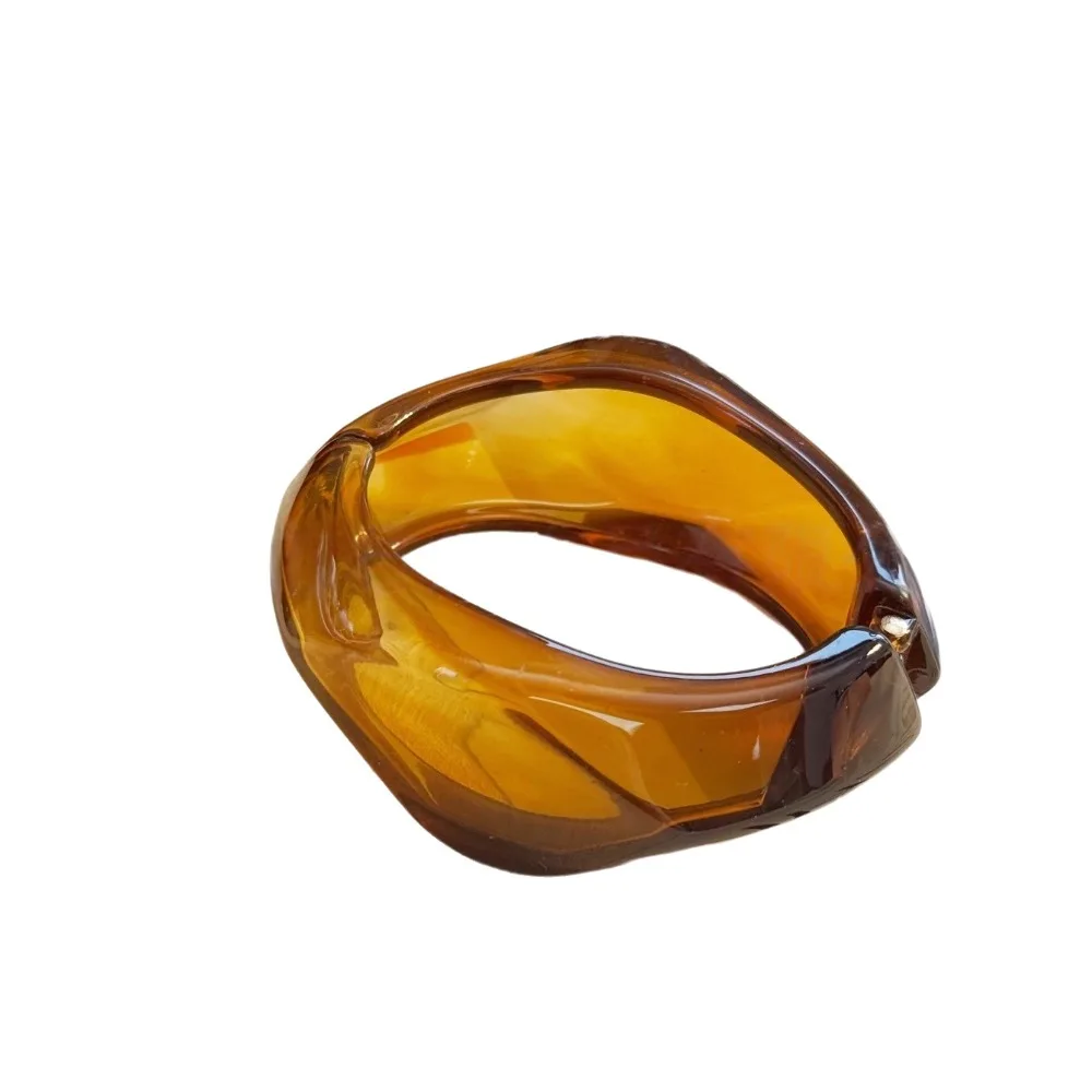 Irregular Shape Exaggerated Bangles Colorful Smudging Open Design Acrylic Wristband Thick Design Comfortable To Wear