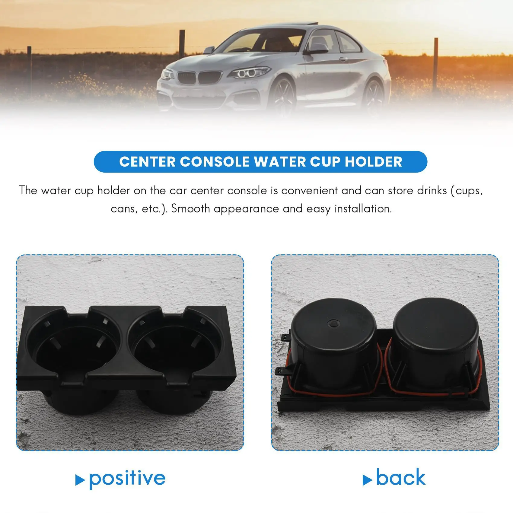 حامل كوب ماء كونسول مركز السيارة ، حامل زجاجة مشروبات ، صينية عملة لبي دبليو 3 سلسلة E46 318I 320I 98-06 ، أسود ،