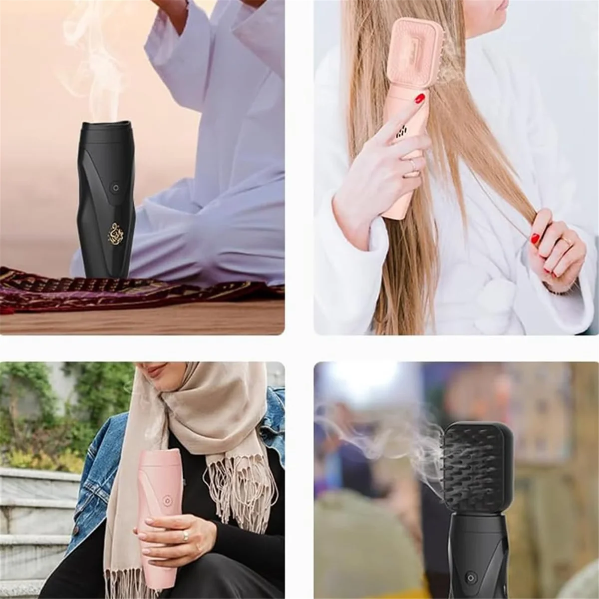 Bruciatore di incenso elettronico 2 In 1 con testa A pettine In gomma morbida aromaterapia con testa massaggiabile Bakhoor mediorientale, A