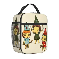 Bolsa de almuerzo aislada divertida Yoshitomo Nara Three Little Girl, caja de comida, enfriador térmico portátil, trabajo