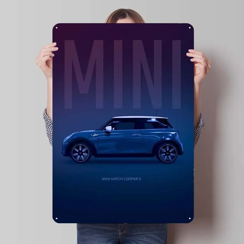 

Металлические знаки Mini hatcooper S, классический автомобильный постер, Настенный декор для гостиной, Декор, эстетика, угол, кафе, бара, жестяной знак, художественная роспись