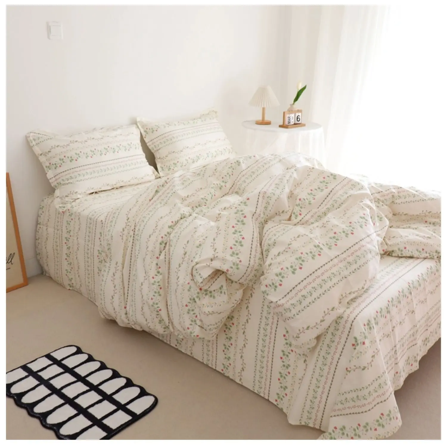 

Cotton Flat Hotel Breathable Soft Cover Bed Bedding Modern Pillowcase 4-Piece Nordic Set Duvet Sheet Comfortable Fitted 3-Piece