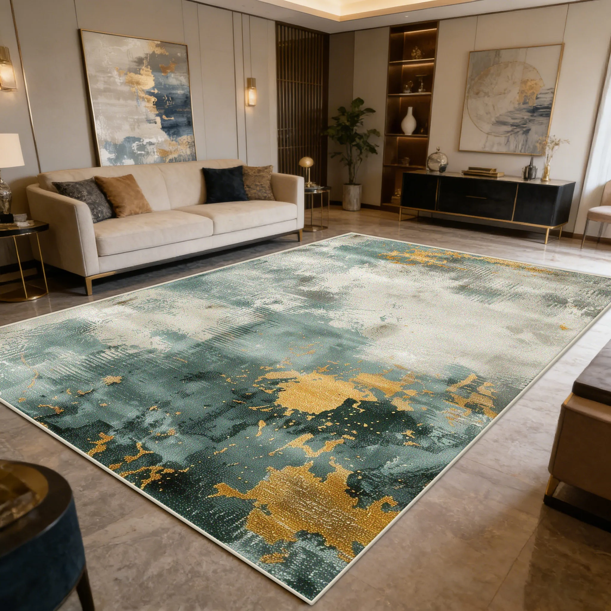 

Абстрактный Декоративный Ковер для Гостиной Большого Размера, Ковер в Стиле «Каллиграфия», Элегантный, Моющийся, для Спальни, Столовой, Нескользящий Коврик для Ног