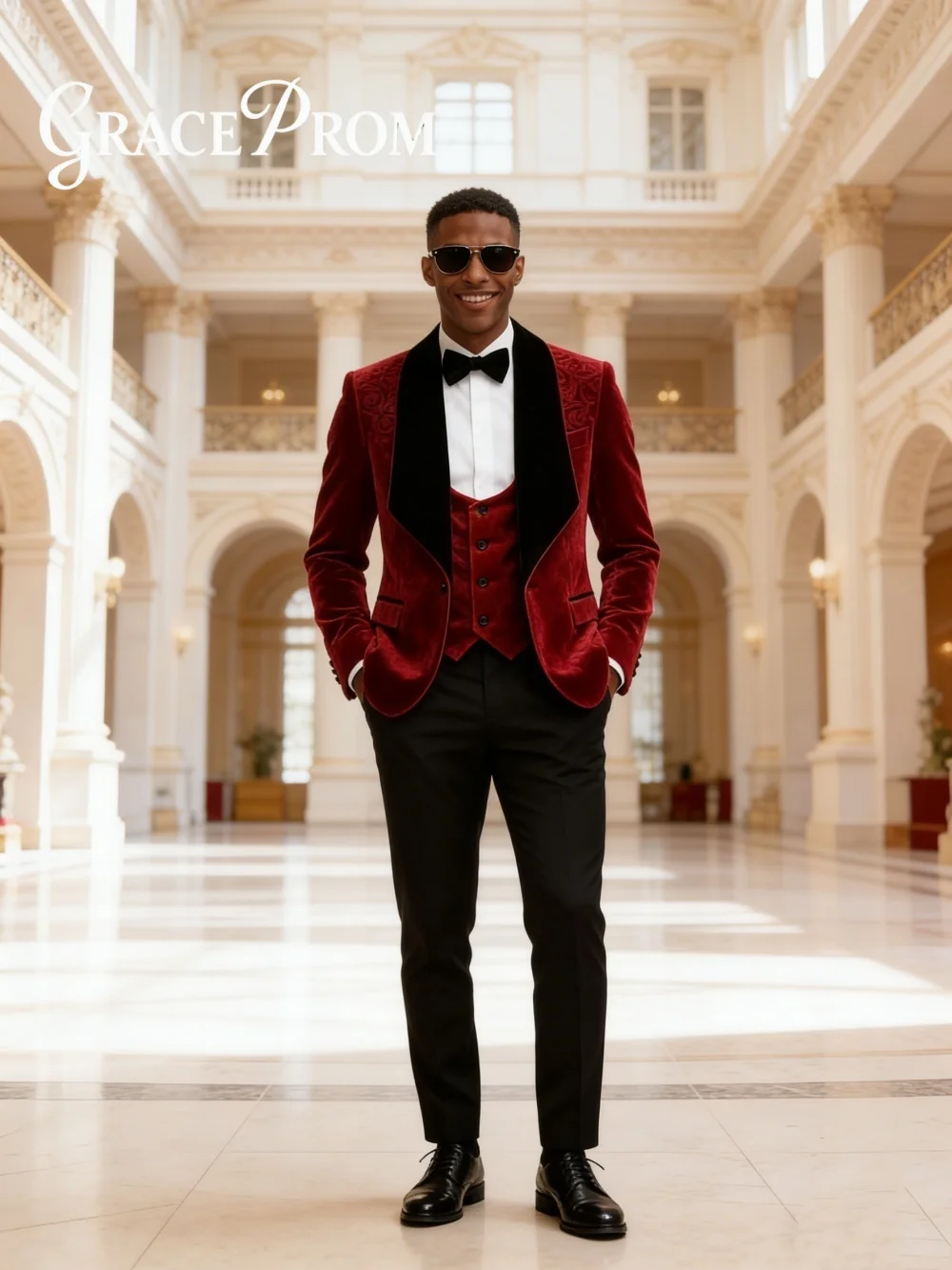 

Formal Wine Red Shawl Lapel Mens Suit Set 3 Piece Simple Single Breasted Men Tuxedos Suit Classic Office Suit Men For Groom Suit