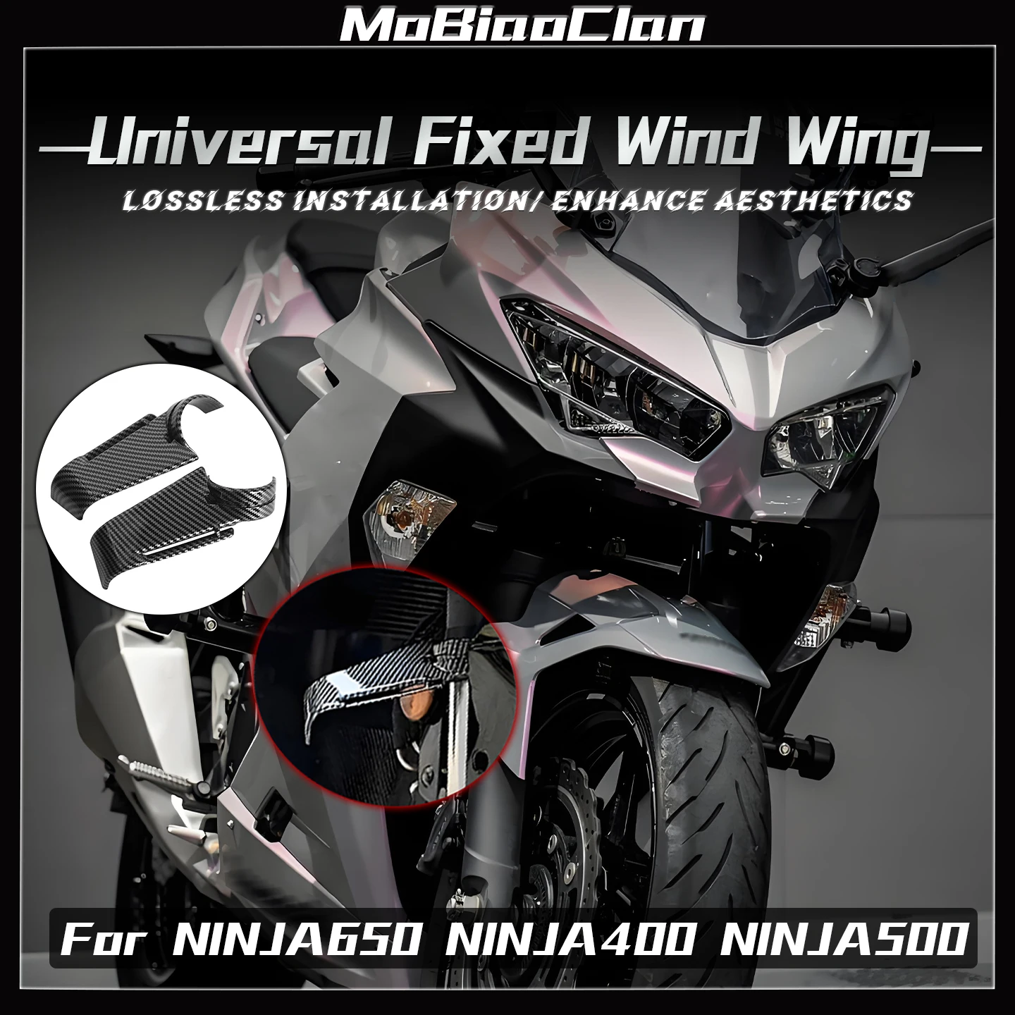 

Для KAWASAKI Ninja 650 Ninja 400/500, поглощающее от блока, фиксированное крыло, боковое направляющее пластина, универсальный спойлер для мотоцикла