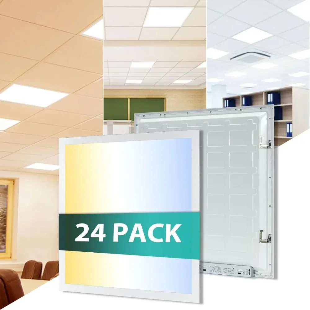24-Pack 2x2 LED Flat Panel Light Drop Ceiling Fixture, 3CCT Selectable (3000K/4000K/5000K) & 40W 30W 20W Switchable