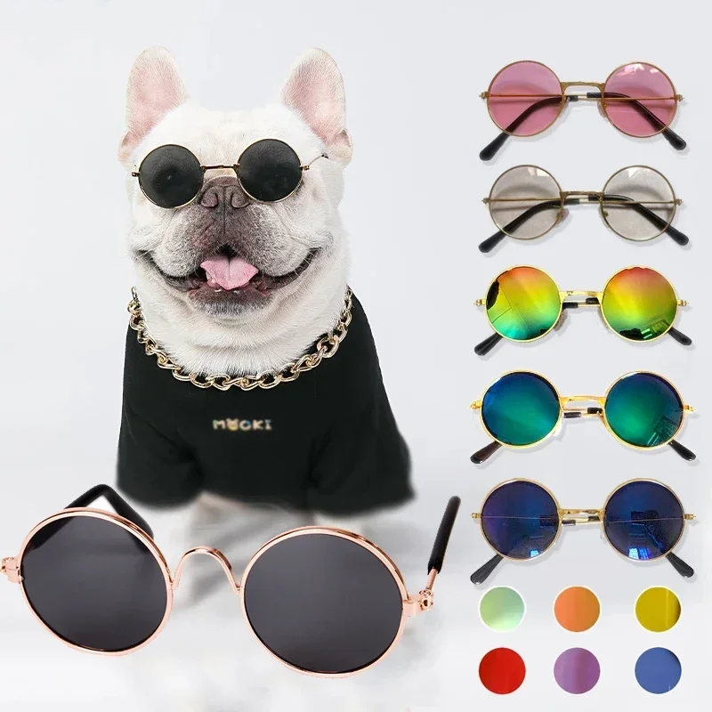 Lovely Vintage Round Cat Sunglasses Reflection Eye Wear Glasses for Small Dog Cat Pet Photos Pet Products Props Accessories