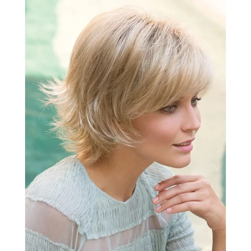 New Fashion Women's Long Natural Brown Mix Blond Wigs, 12 Inches