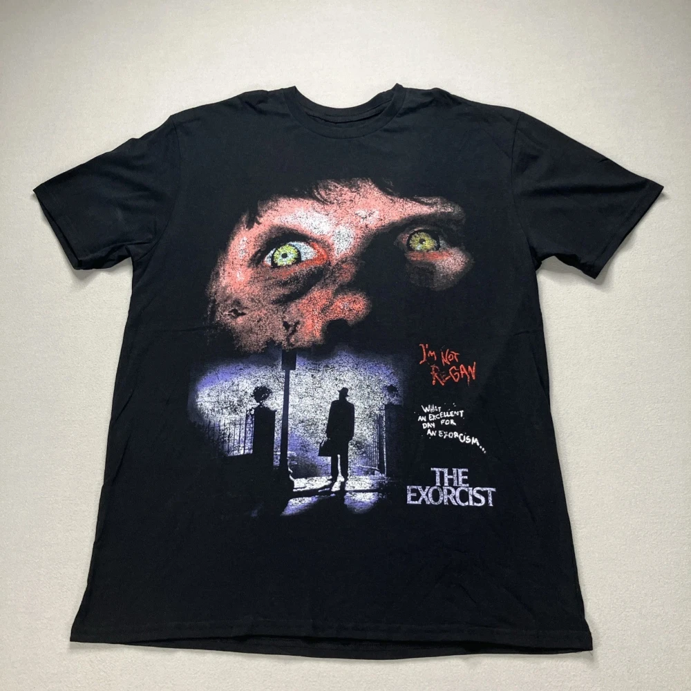 CVLA X The Exorcist 1973 Movie Poster Graphic T-Shirt Black NWOT Short Sleeve Graphic T-shirts for All-Season Unisex