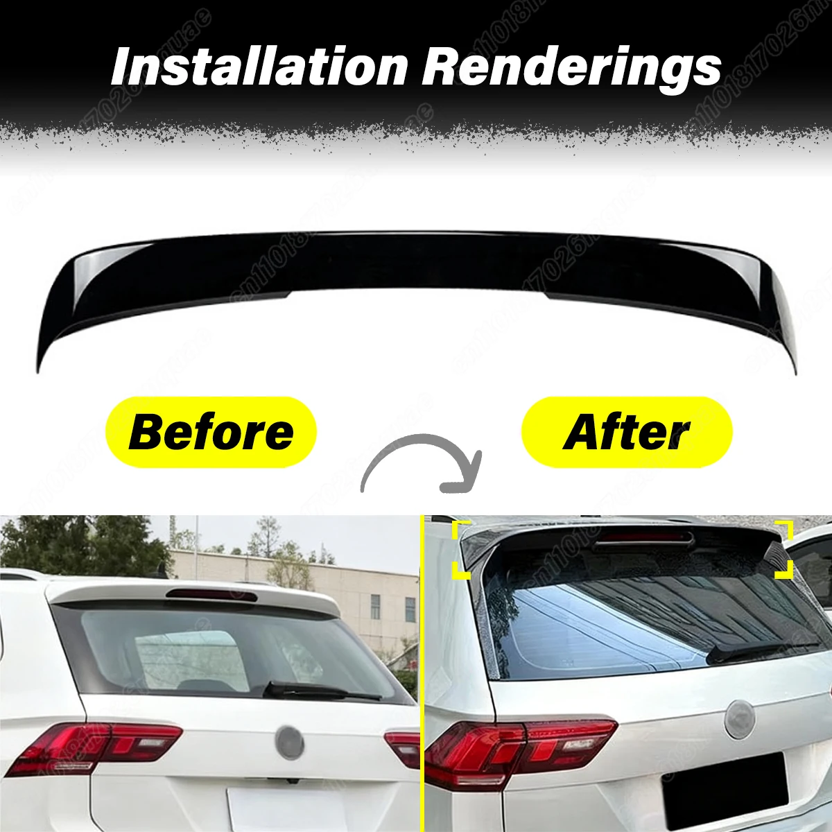 For Volkswage VW Tiguan MK2 2017 2018 2019 2020 2021 2022 2023 Automobile Rear Roof Spoiler Board Side Splitter Decoration Kit - view 2