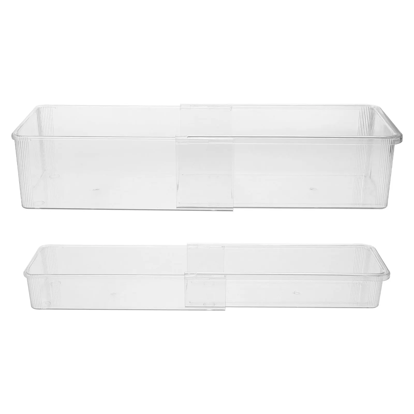 

2 Pcs Storage Box Clear Plastic Bin Adjustable Makeup Drawer Divider Expandable Drawers Desk Organizer Tray Chopsticks