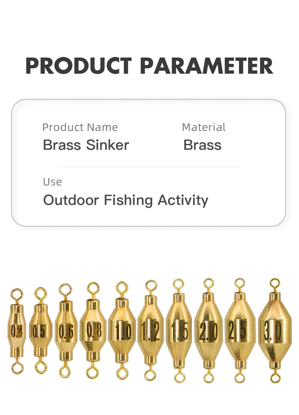 Pro Beros Messing Angel gewichte Troll ing Sinker Schwenk verbinder Zubehör 1,6 g-11g Anti-Corrision Kupfer Gewicht Down Sinker – Detail 2