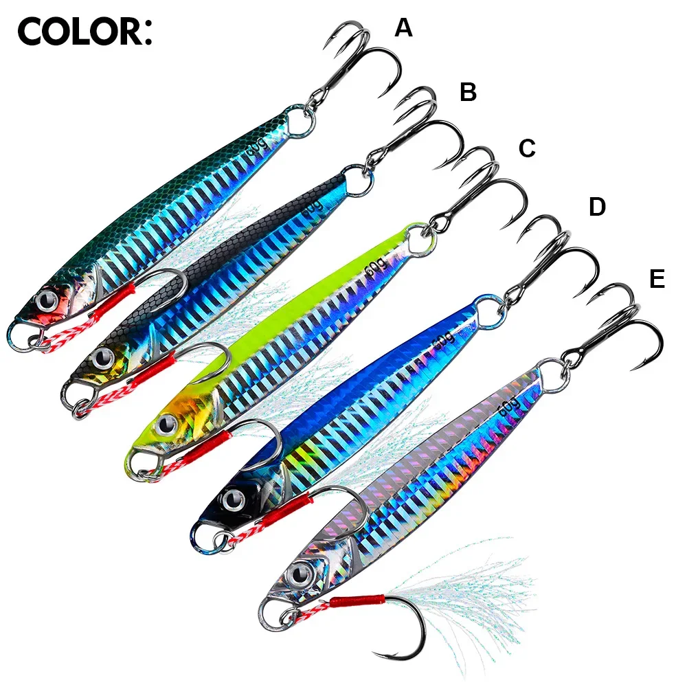 PROBEROS Luya Iron Plate Sea Fishing Metal Bionic Bait 17g/21g/24g/30g/40g/60g Double Hooks Luminous Fake Bait Wholesale image 3